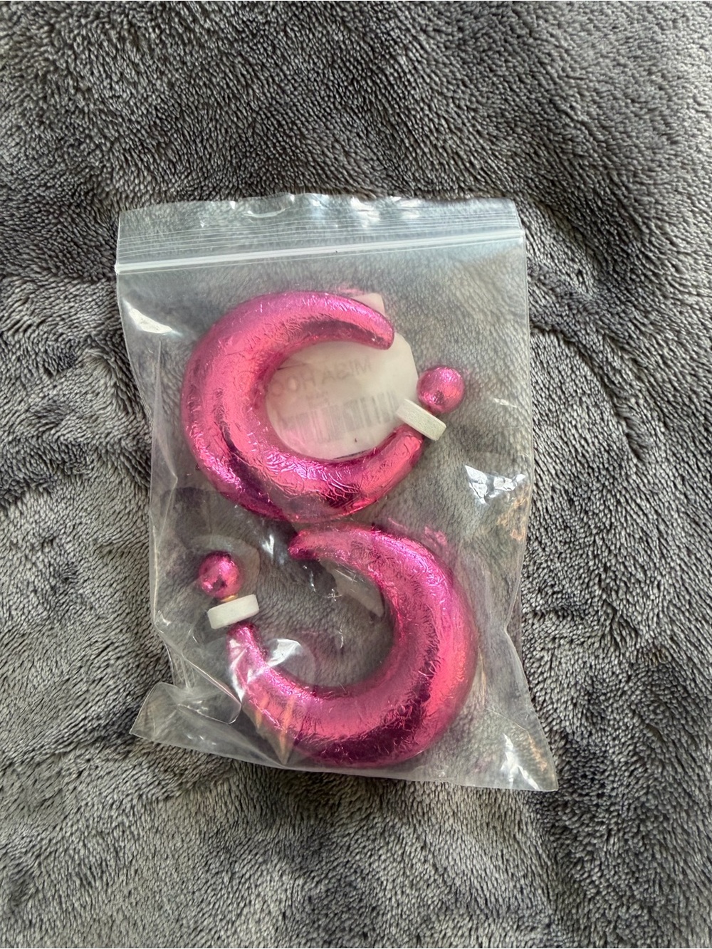 Metallic Pink Crescent Hoop Earrings for Women